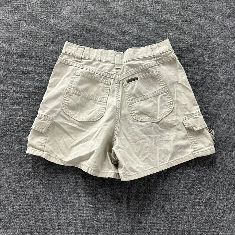 Lee Cargo Shorts Womens Size 8 M Tan Khaki High Waisted Cotton Utility USA Made